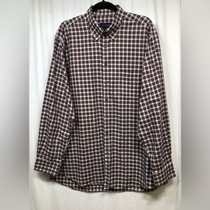 Scott Barber Plaid Button Down Shirt Cotton Red White Black Size XL